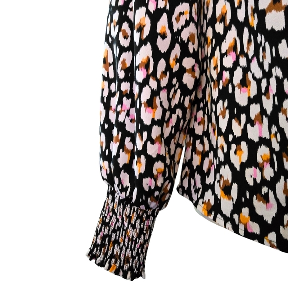 Anthropologie Sanctuary Long Sleeve Sunshine Top in Black/Animal Dot Size Small - Picture 3 of 7